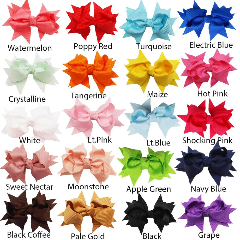 40Pcs Baby/Kids Girls Solid Ribbon Bow Hair Clips