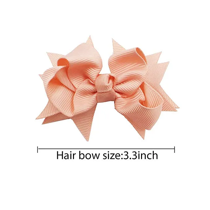 40Pcs Baby/Kids Girls Solid Ribbon Bow Hair Clips