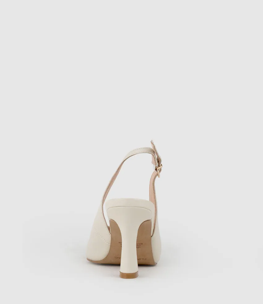 ALIDA75 Chiselled Slingback in Offwhite Calf