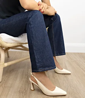 ALIDA75 Chiselled Slingback in Offwhite Calf