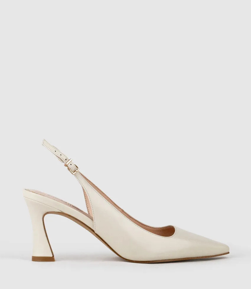 ALIDA75 Chiselled Slingback in Offwhite Calf