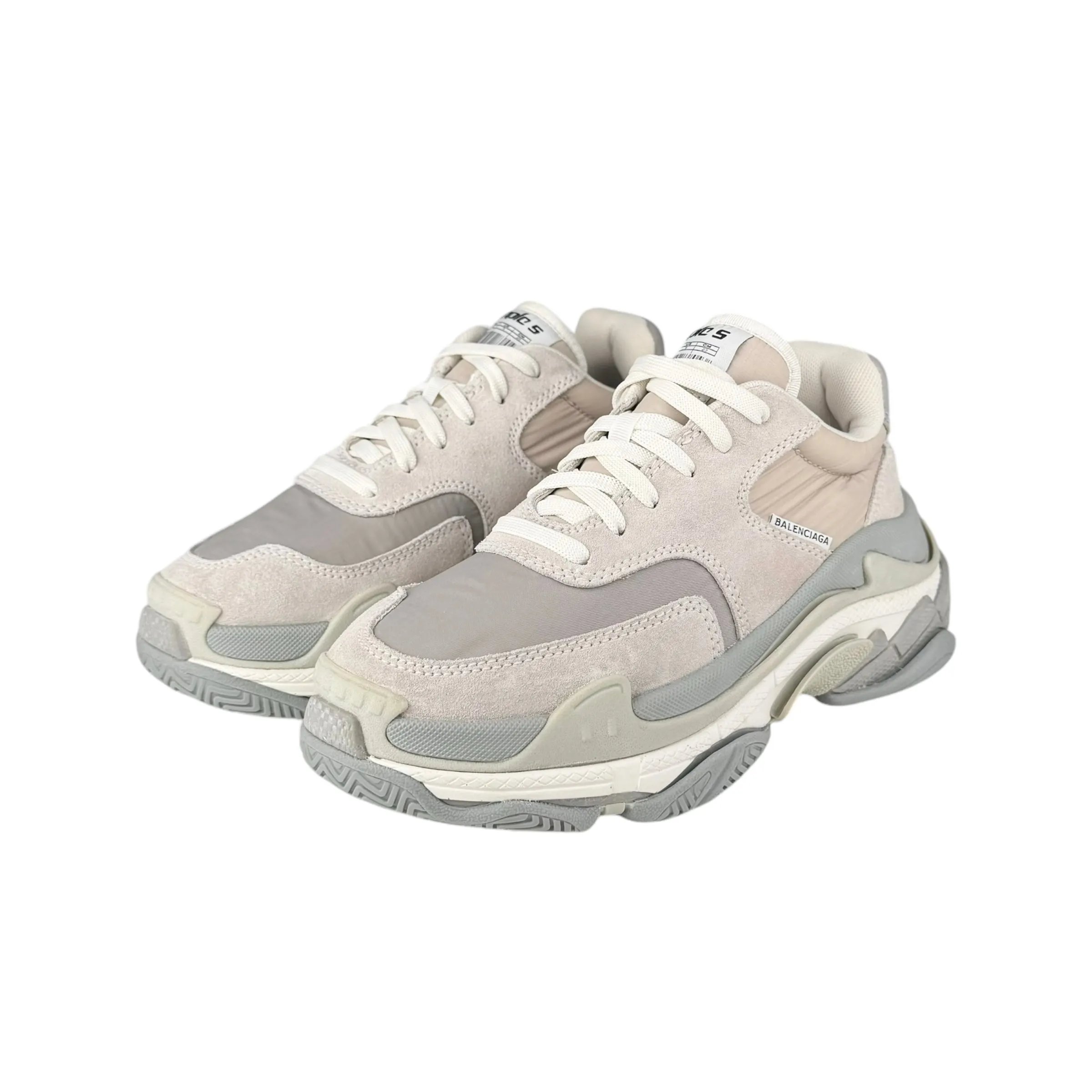 Balenciaga 524042 Gris Clair Velour & Nylon Triple S Sneakers
