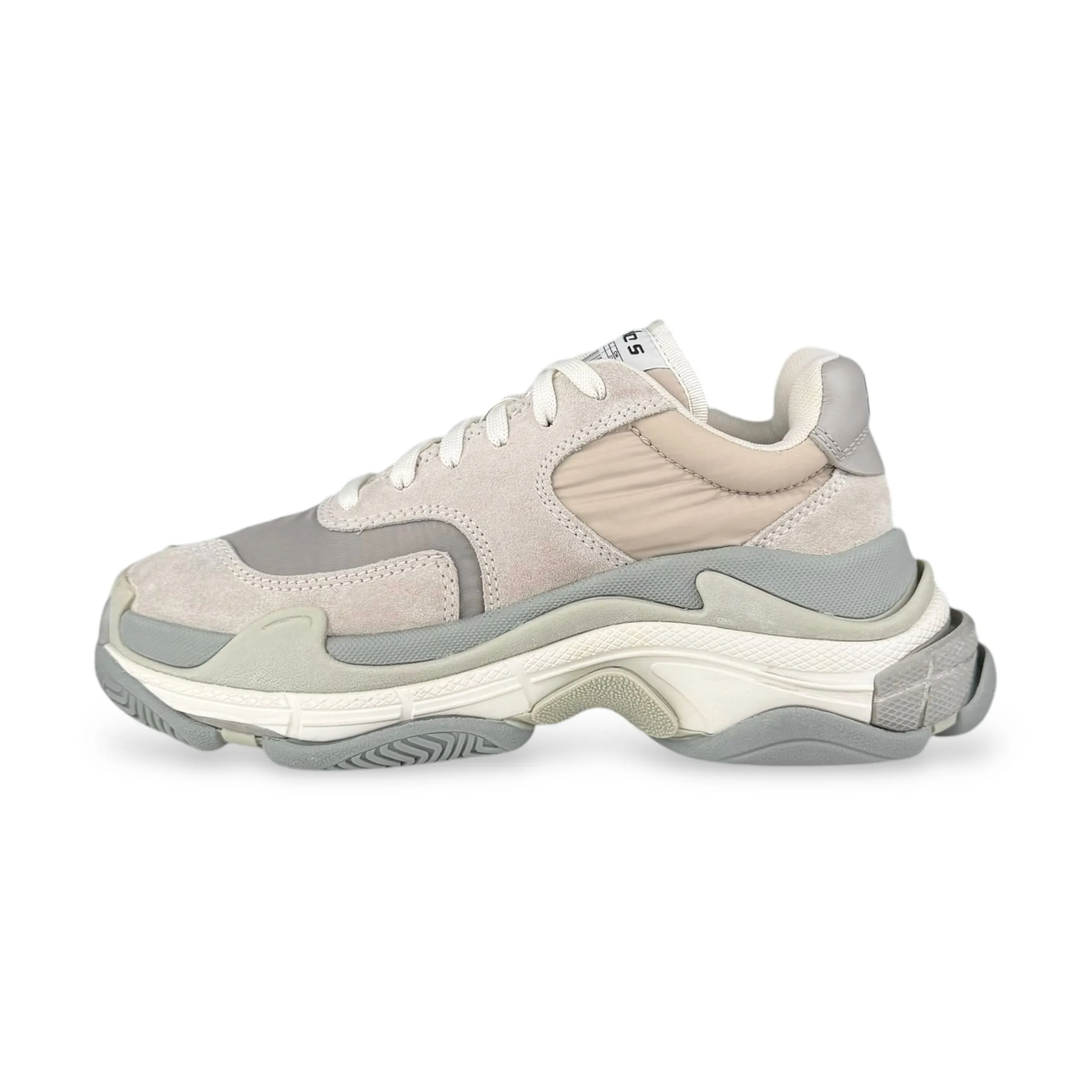 Balenciaga 524042 Gris Clair Velour & Nylon Triple S Sneakers