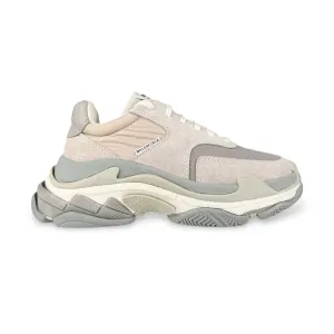 Balenciaga 524042 Gris Clair Velour & Nylon Triple S Sneakers