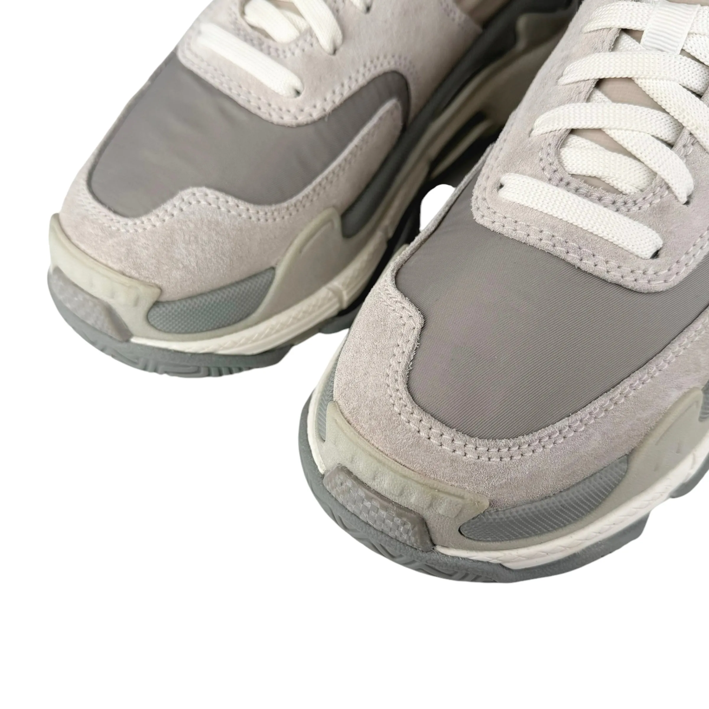 Balenciaga 524042 Gris Clair Velour & Nylon Triple S Sneakers