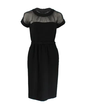 Belted Boucle Slim Dress