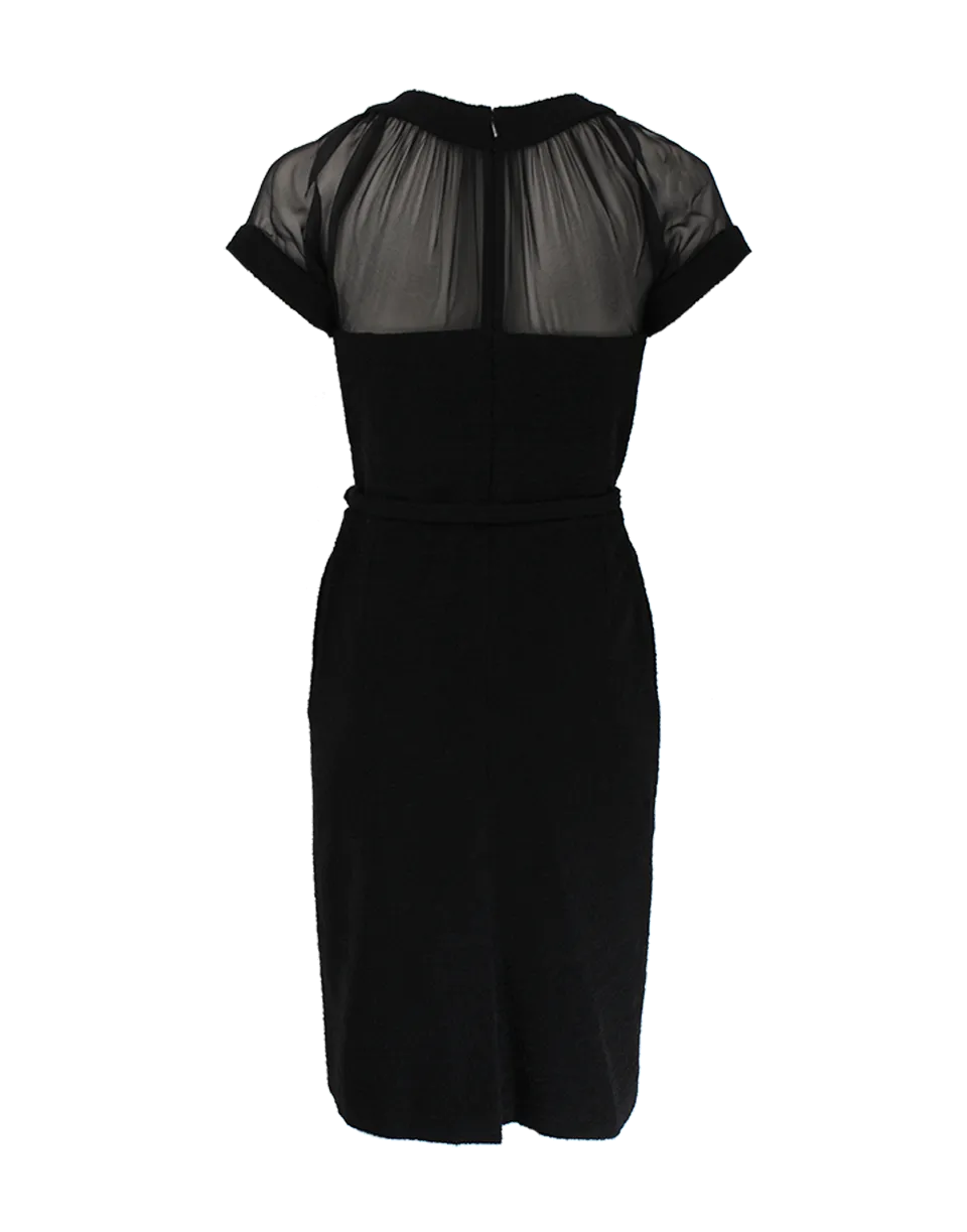 Belted Boucle Slim Dress