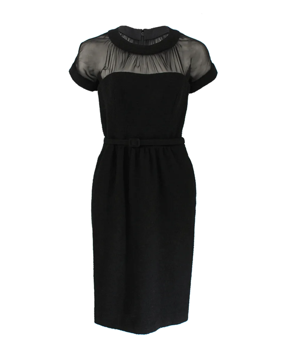 Belted Boucle Slim Dress