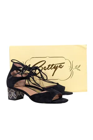 Bettye Muller - Black Suede Open Toe Pumps Sz 8.5