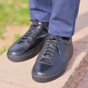 Black Leather Fairfax Lace Up Sneakers - AW22