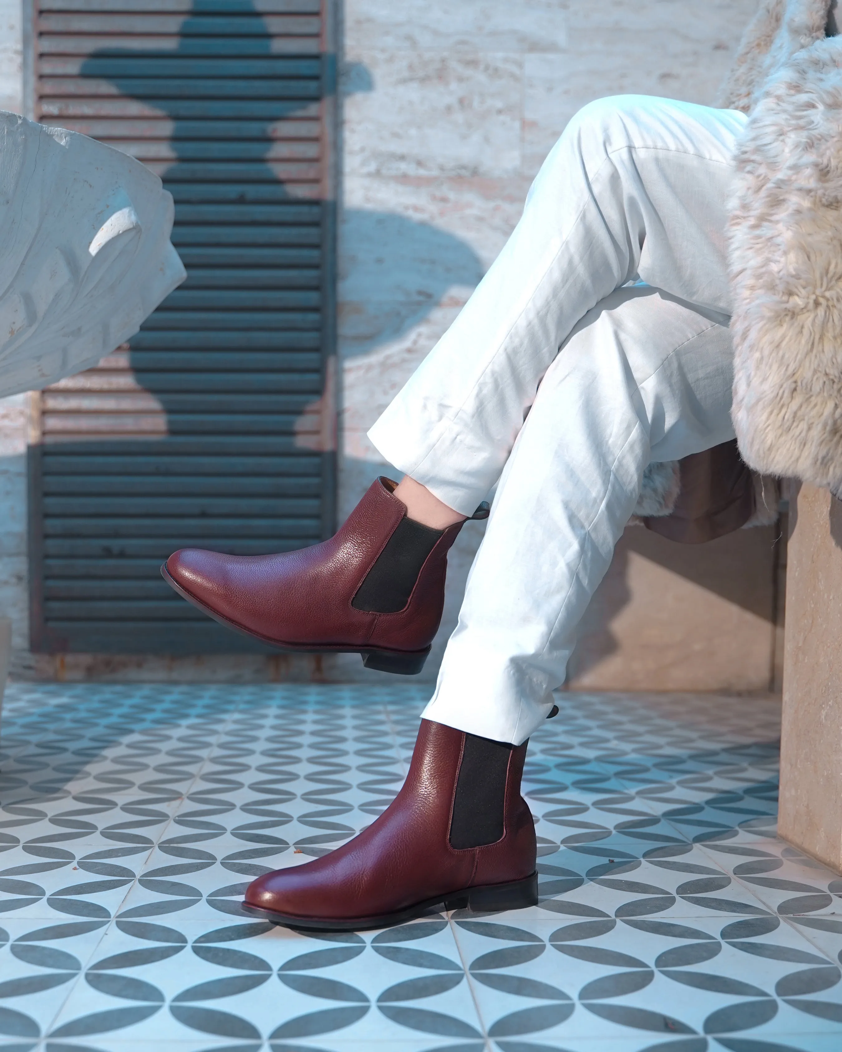 Camellia - Men's Oxblood Pebble Grain Chelsea Boot