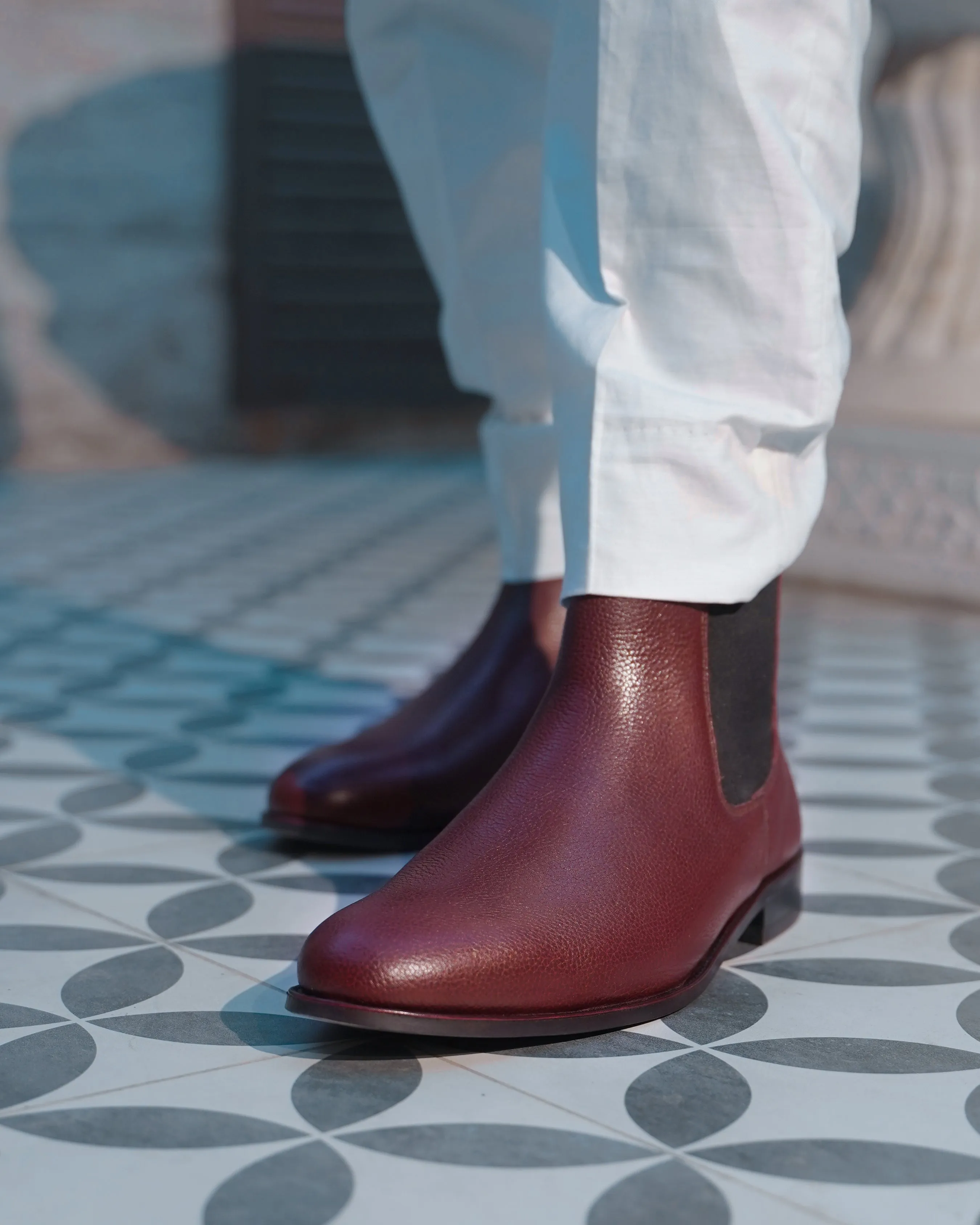 Camellia - Men's Oxblood Pebble Grain Chelsea Boot