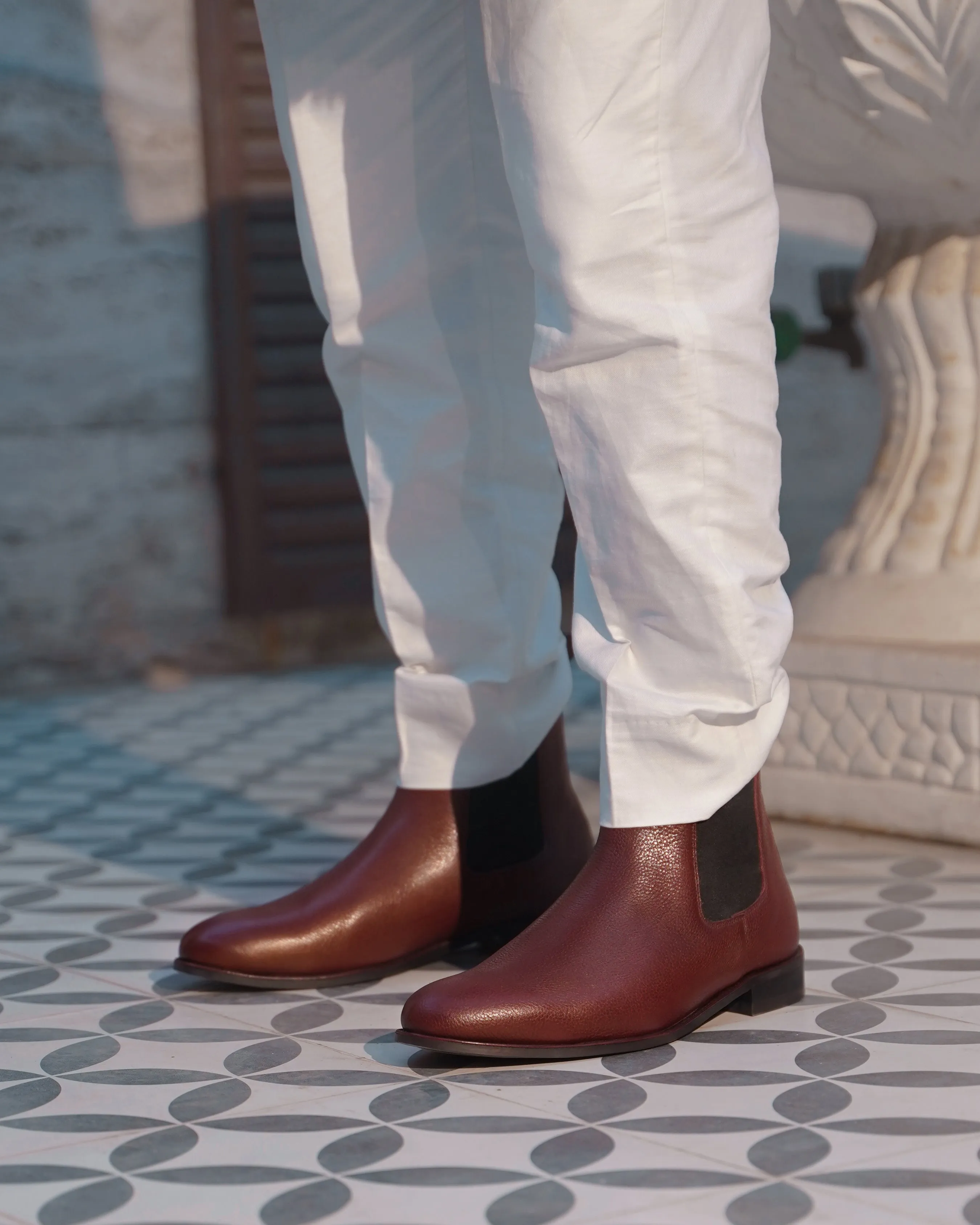 Camellia - Men's Oxblood Pebble Grain Chelsea Boot