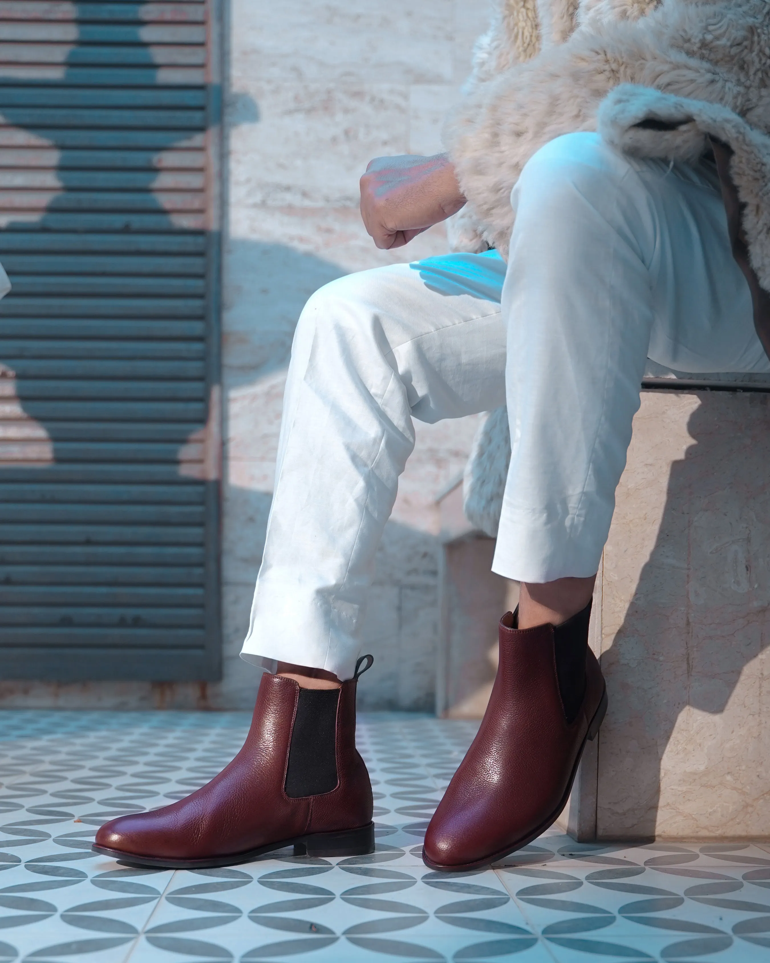 Camellia - Men's Oxblood Pebble Grain Chelsea Boot