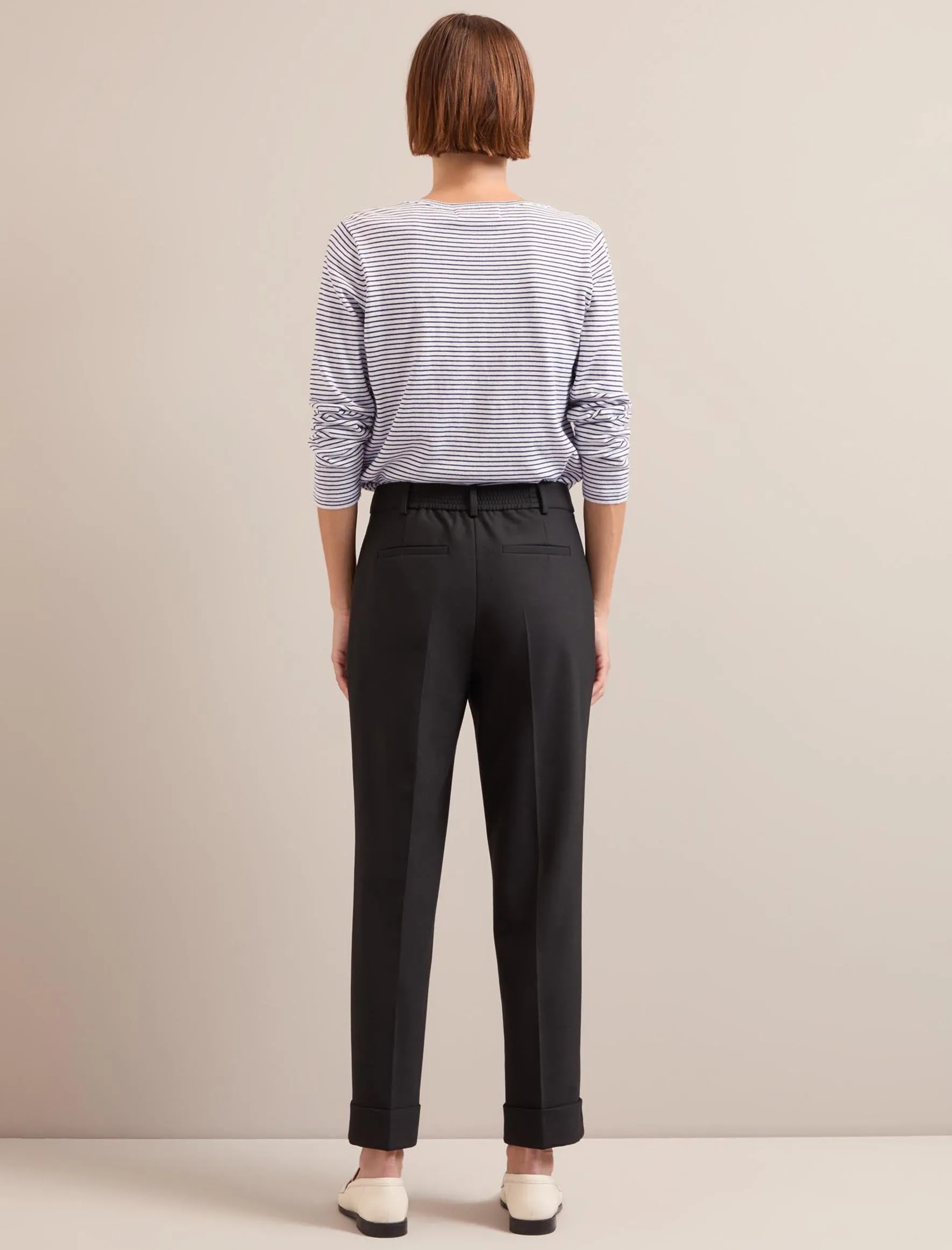 Clement New Wool Easy Waist Turn Up Trouser - Black