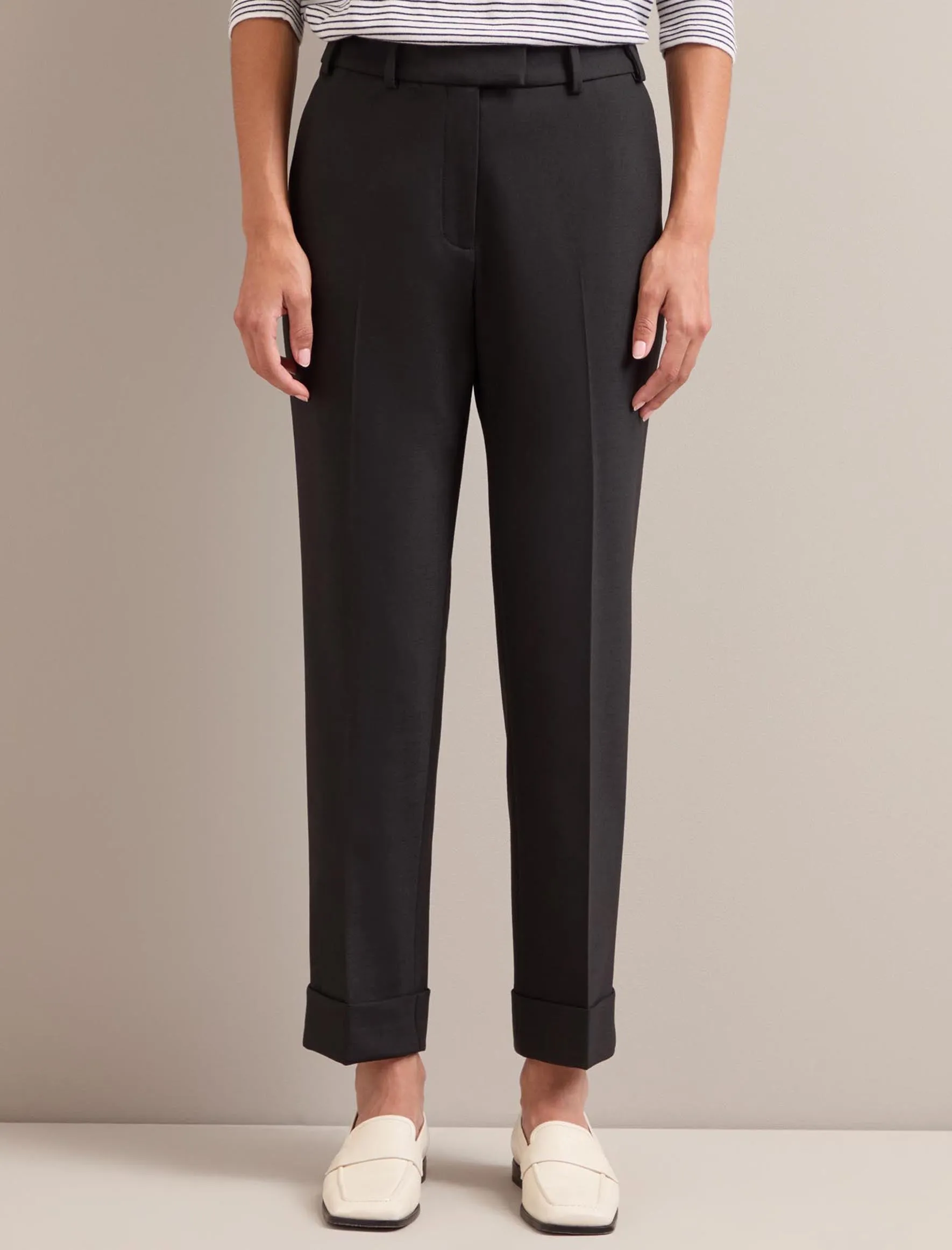 Clement New Wool Easy Waist Turn Up Trouser - Black