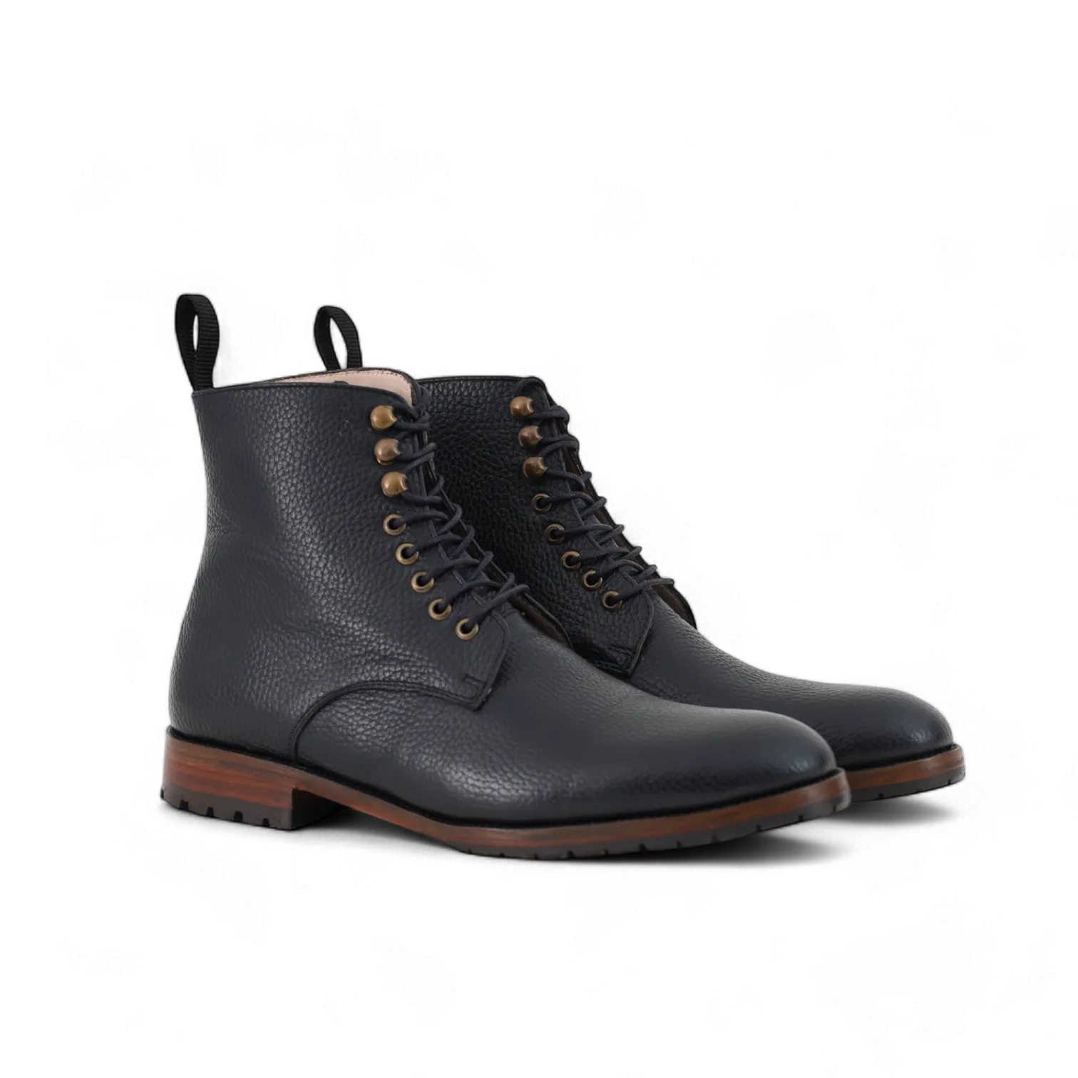 Combat Boots Classique – Cuir Grainé Noir  - Yanni