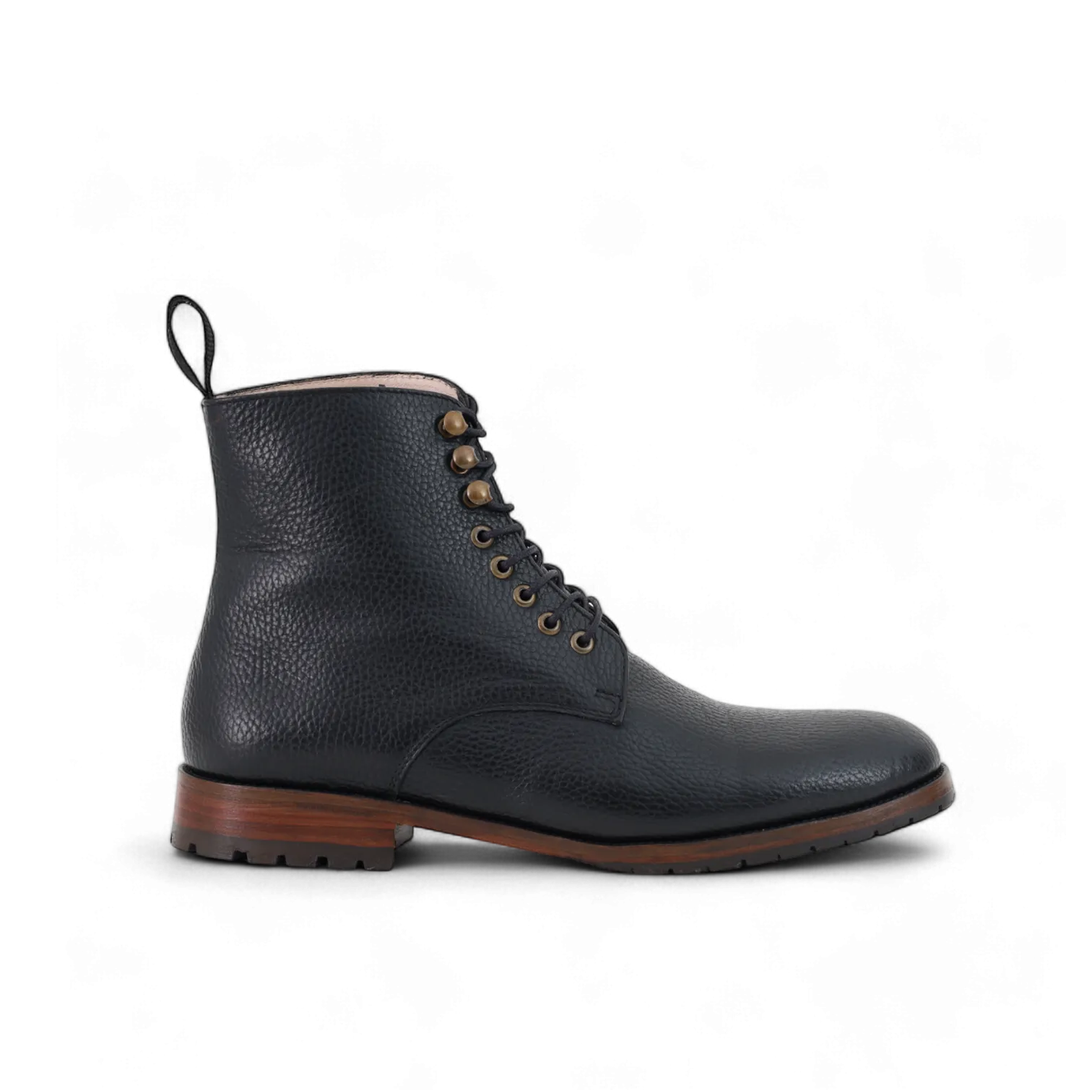 Combat Boots Classique – Cuir Grainé Noir  - Yanni