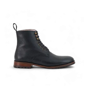 Combat Boots Classique – Cuir Grainé Noir  - Yanni