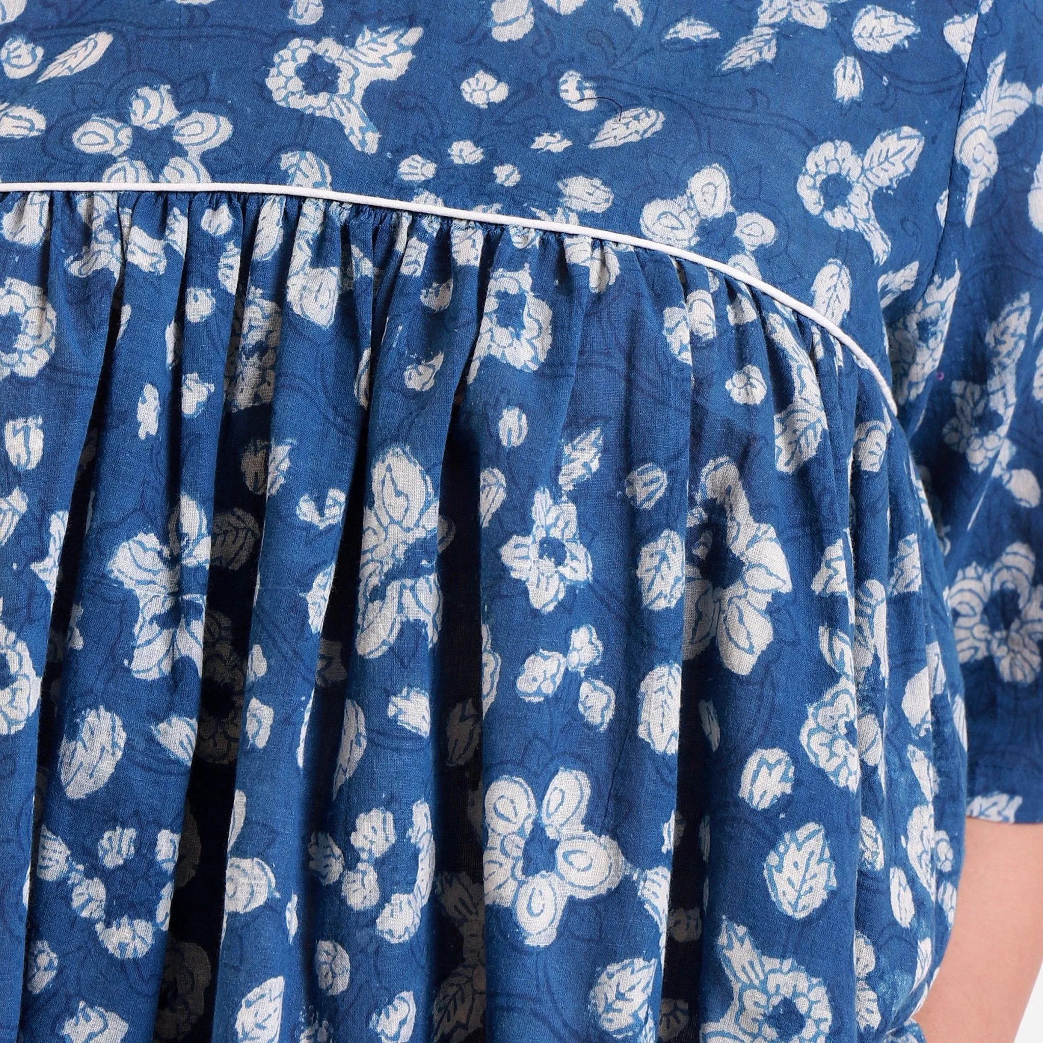 Dabu Hand Block Printed Gathered Cotton Top