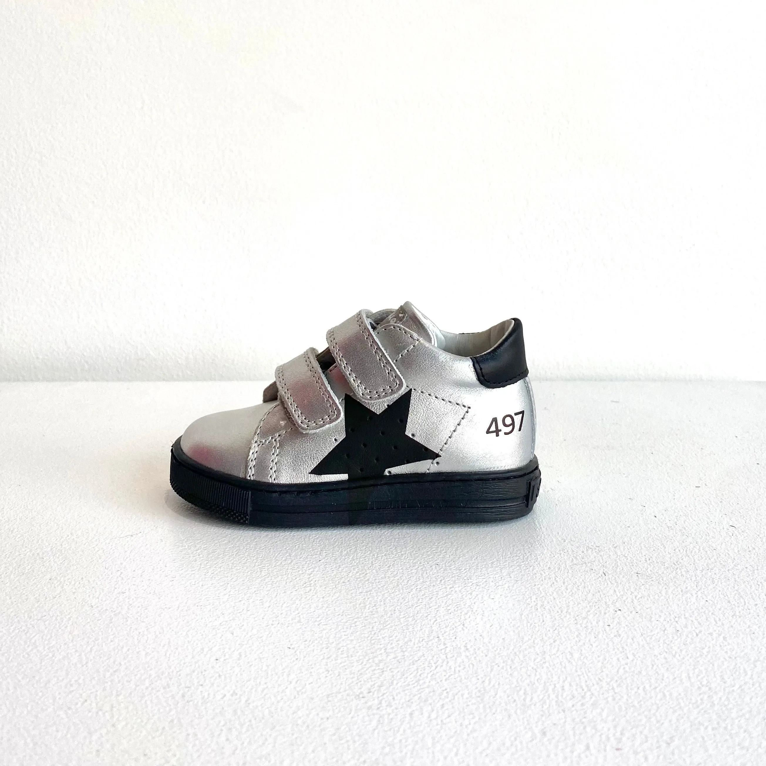 Falcotto Baby Girl's Silver & Black Sasha Trainers