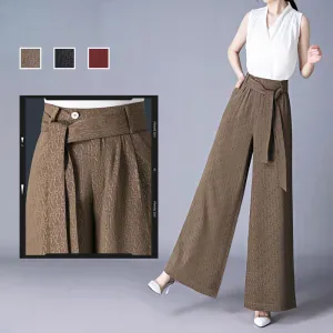 Fashionable draping wide leg pants