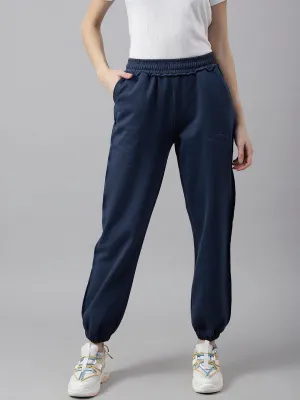 Fitkin Women Blue Solid Oversized Designer Fleece Jogger Pants