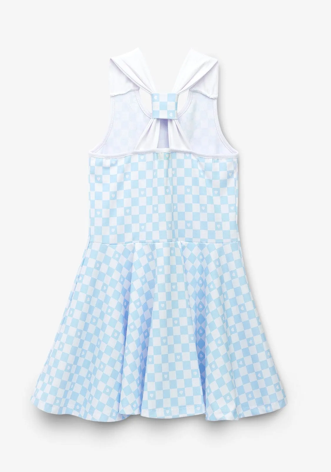 Girl's Light Blue Checkerboard Skater Dress