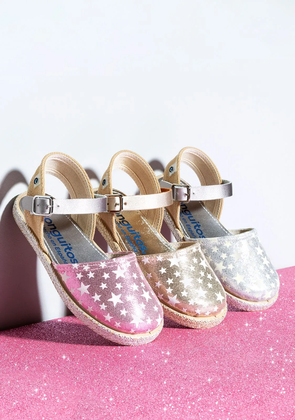 Girl's Star Silver Glow Espadrilles