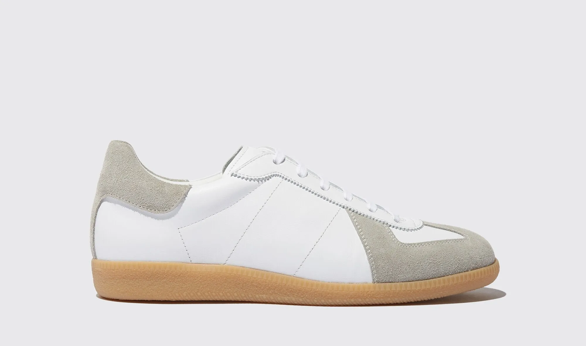 Height Increasing White Leather and Grey Suede Devin Lace Up Sneakers - Summer 2024 Collection