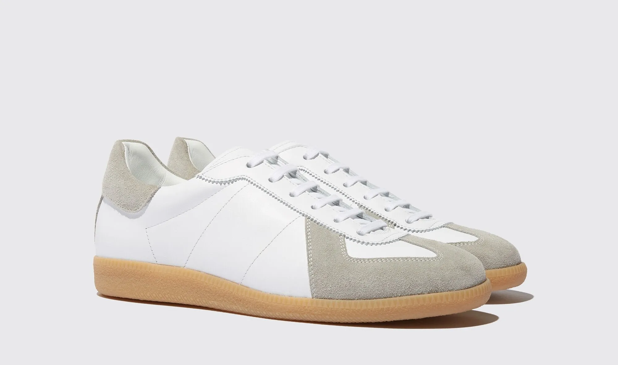 Height Increasing White Leather and Grey Suede Devin Lace Up Sneakers - Summer 2024 Collection