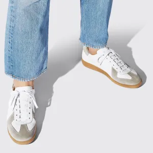Height Increasing White Leather and Grey Suede Devin Lace Up Sneakers - Summer 2024 Collection