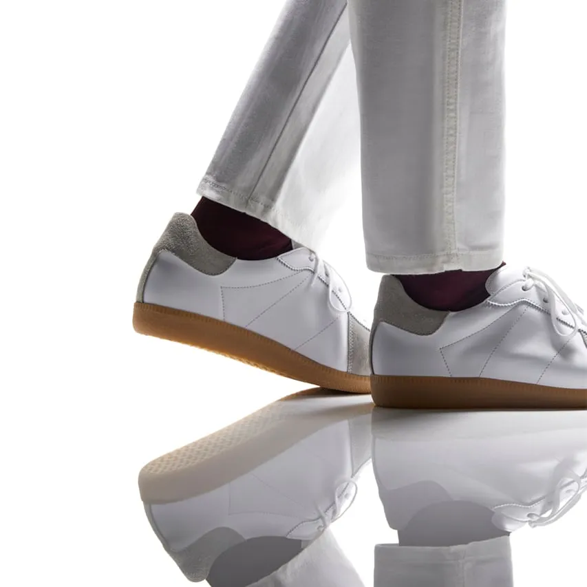 Height Increasing White Leather and Grey Suede Devin Lace Up Sneakers - Summer 2024 Collection
