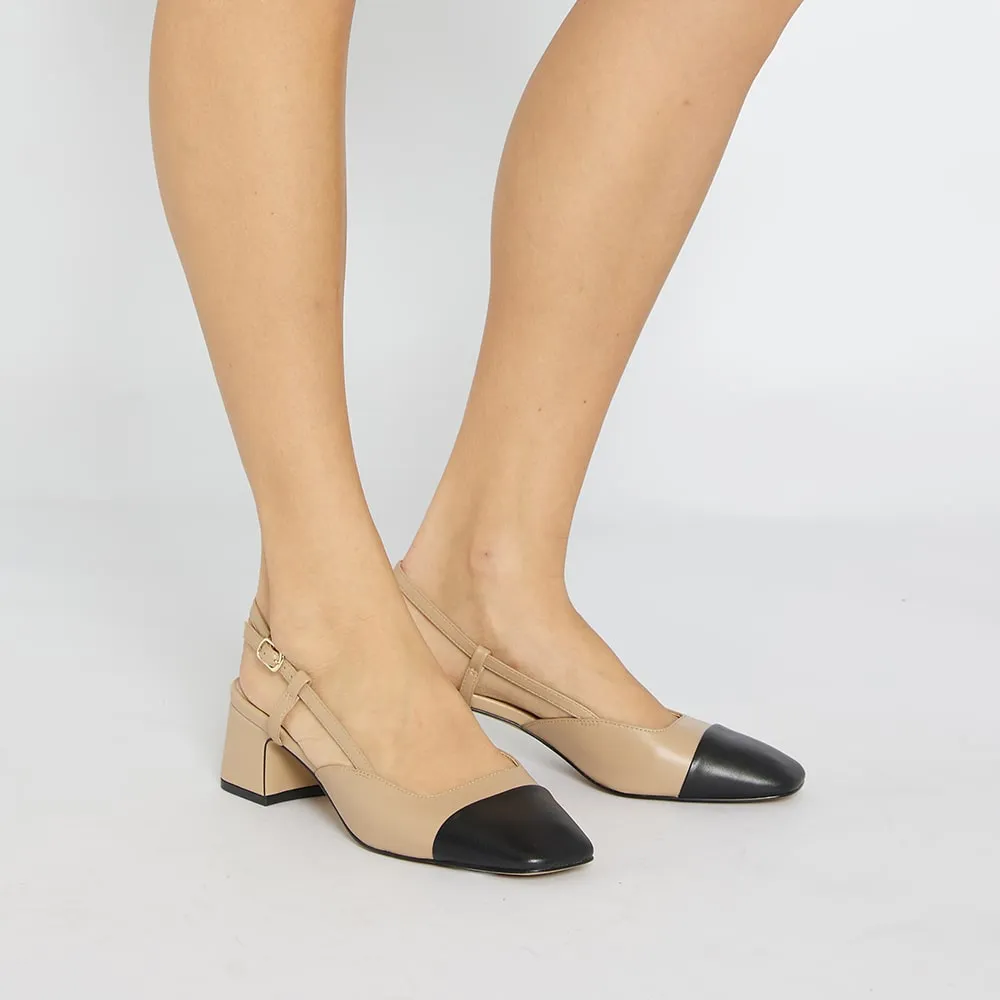 Herald Heel in Black And Nude Leather