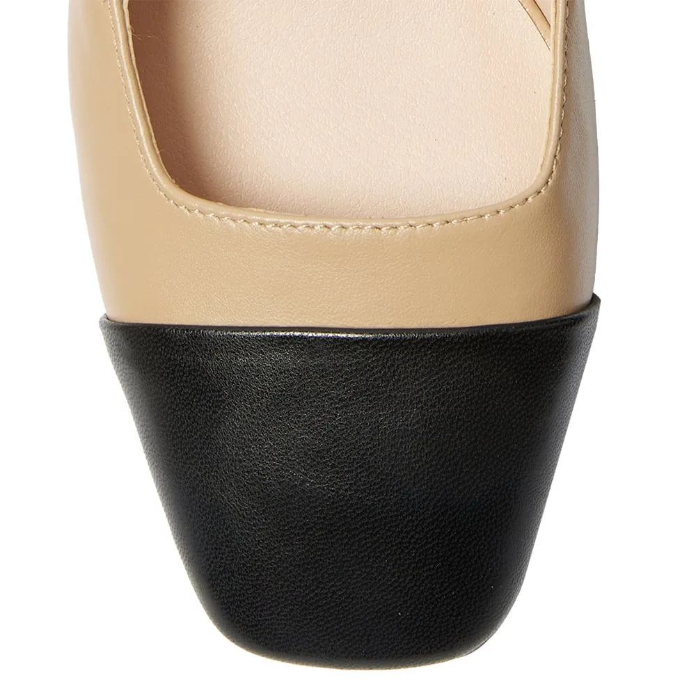Herald Heel in Black And Nude Leather