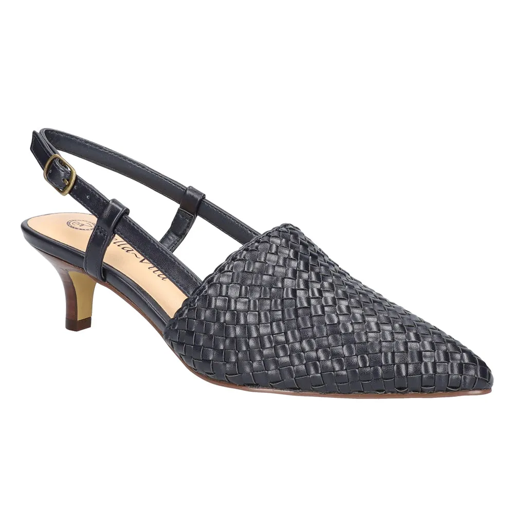 Kaisley Pointed Toe Kitten Heel Slingback Pumps