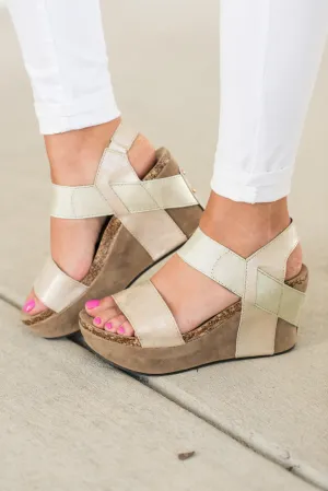 Keep It Going Gold Platform Wedges