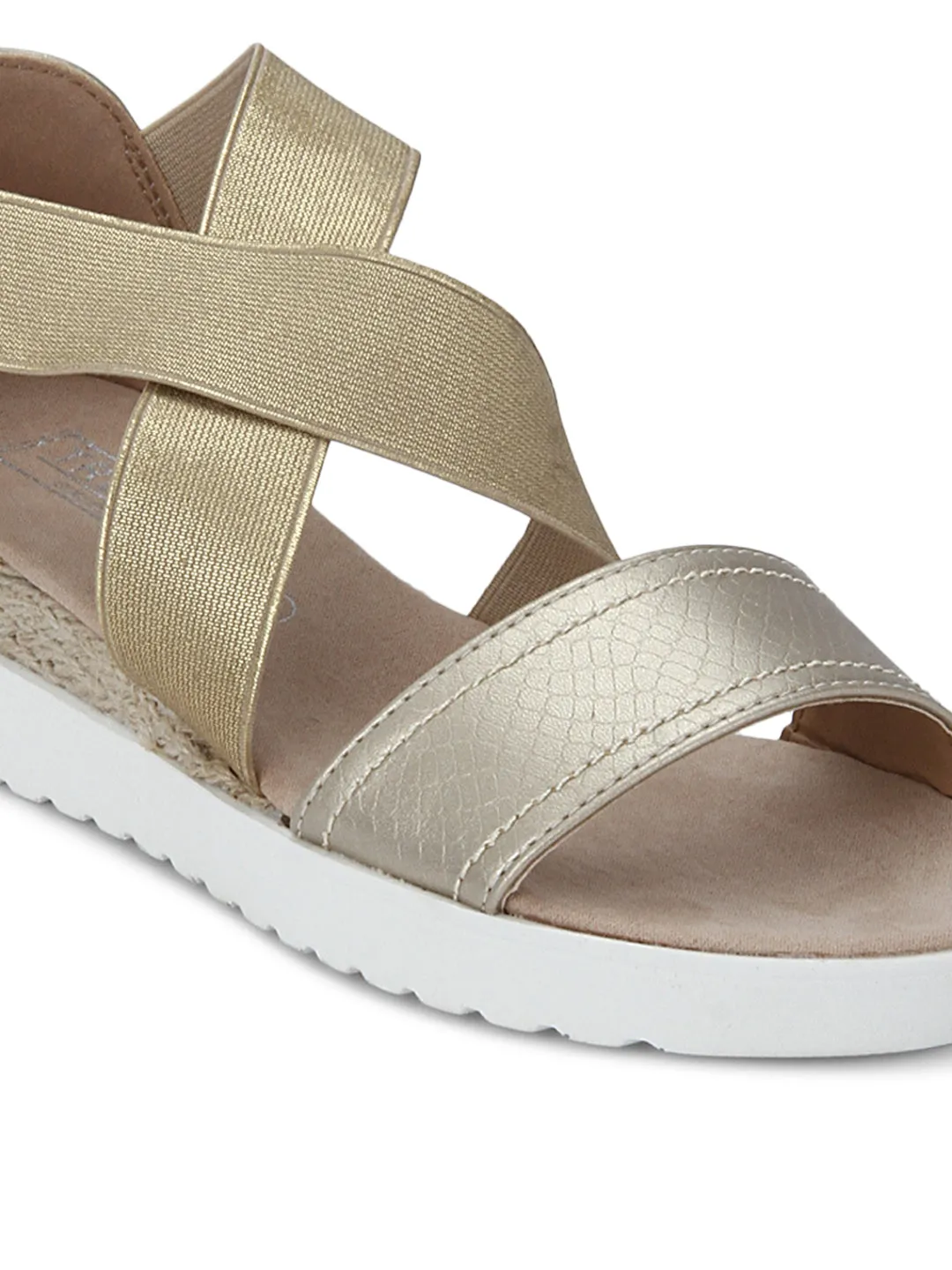 Light Gold Metallic Crossover Plaform Wedges
