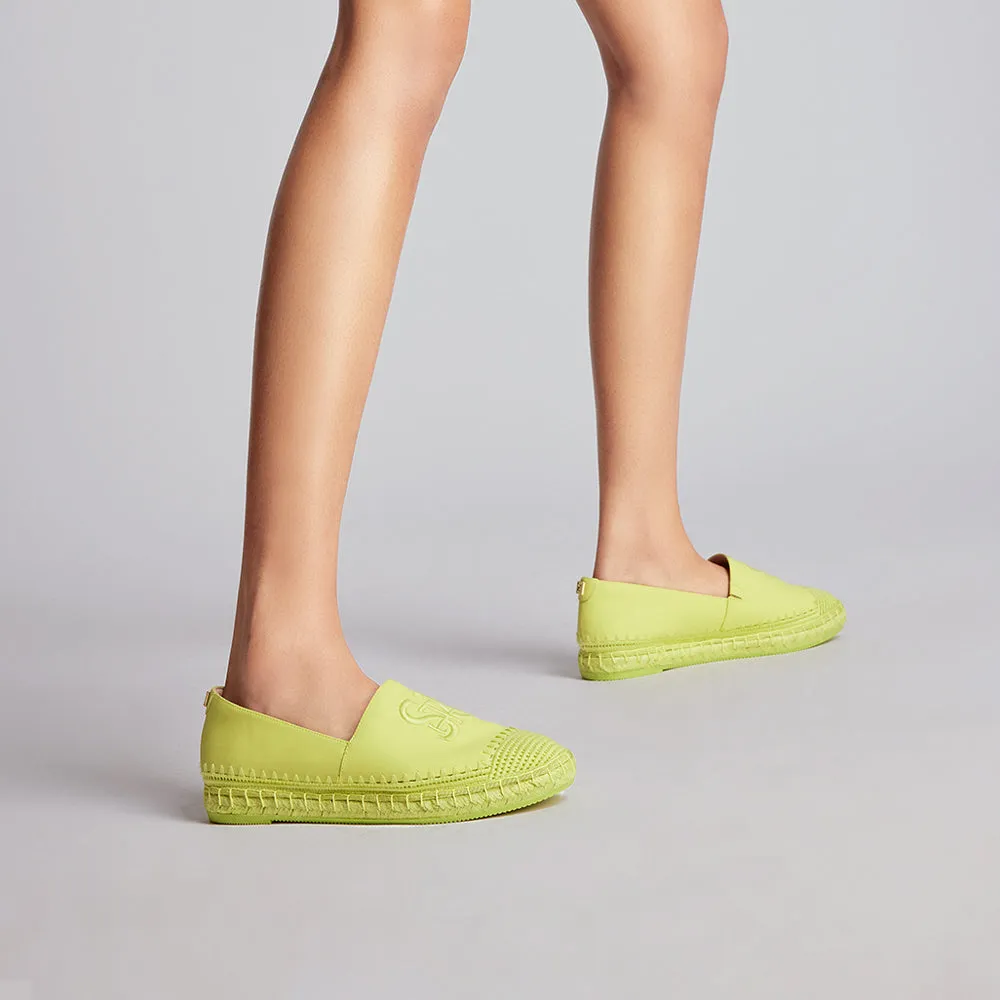 Light Green ST Embroidery Leather Espadrilles