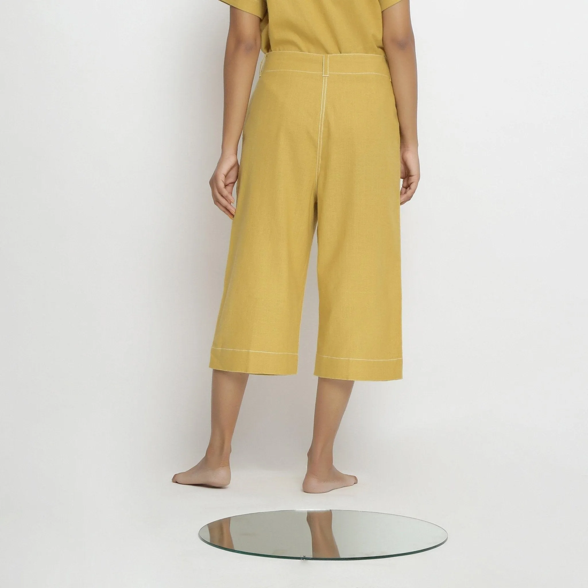 Light Yellow Handspun Cotton Mid-Rise Culottes