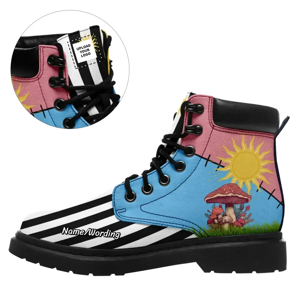 Luxury Gifts,Personalized Trendy Boots, Custom Unisex  Ankle Boots, Combat Boot with Lace up for Gift to Children
