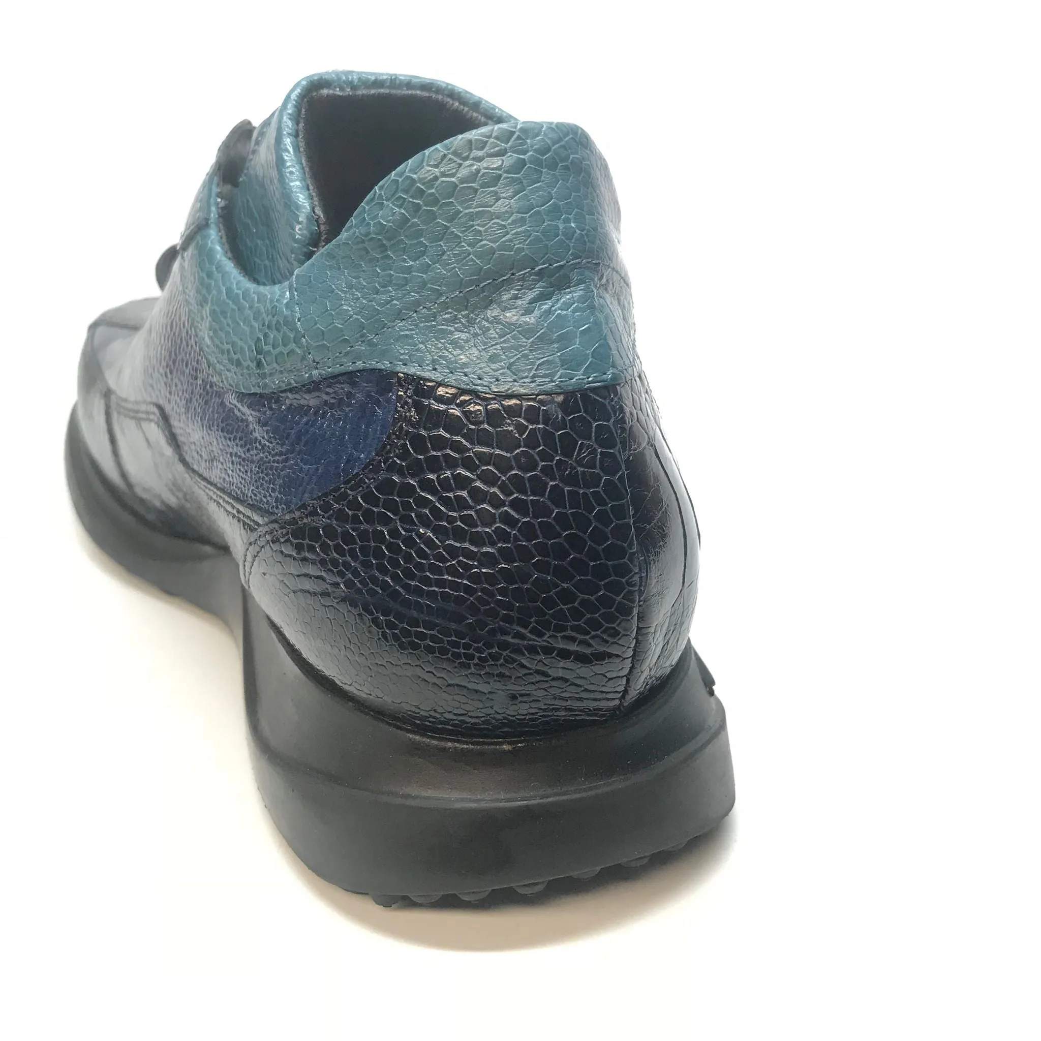 Mauri 8727 Navy Three tone Ostrich Leg Sneakers