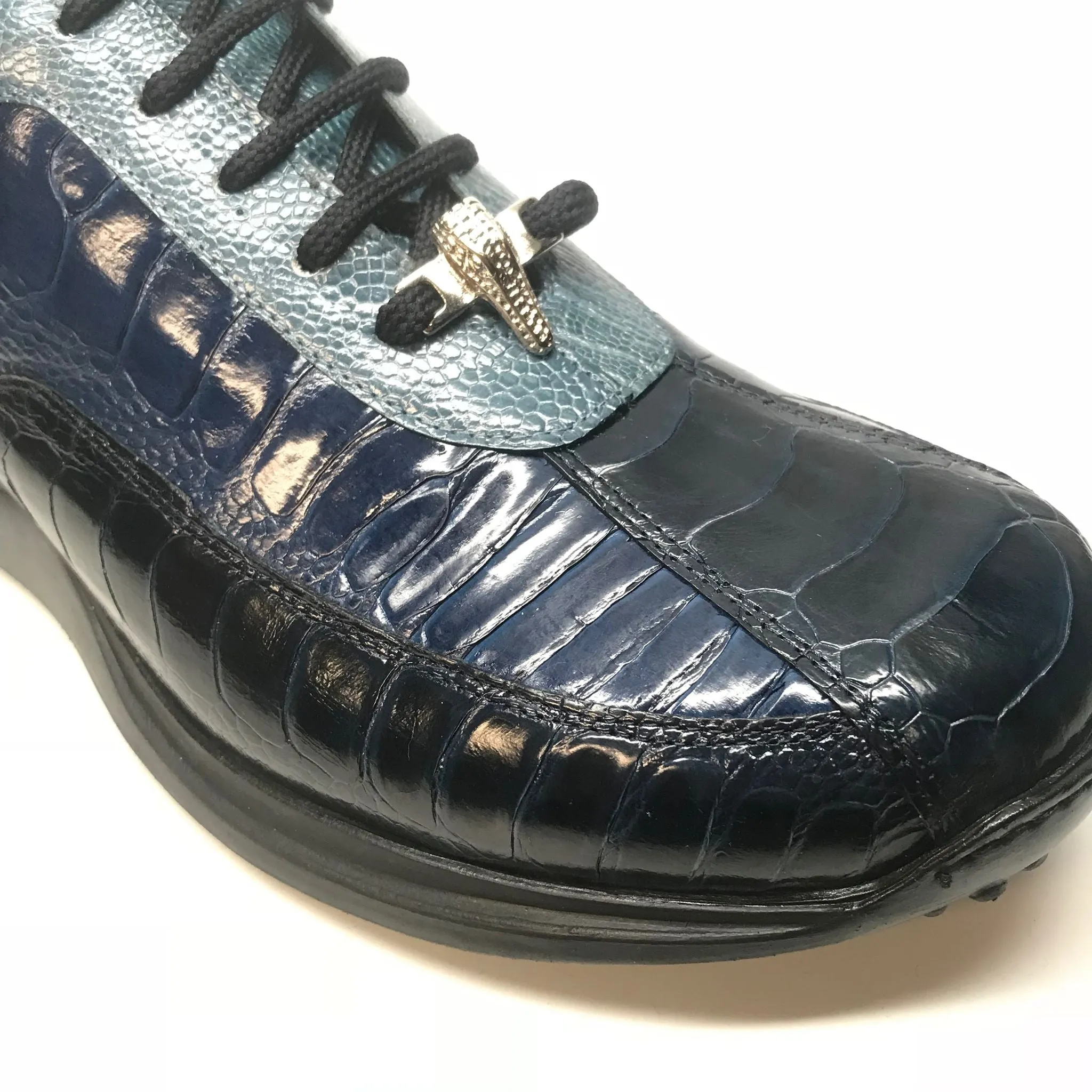 Mauri 8727 Navy Three tone Ostrich Leg Sneakers