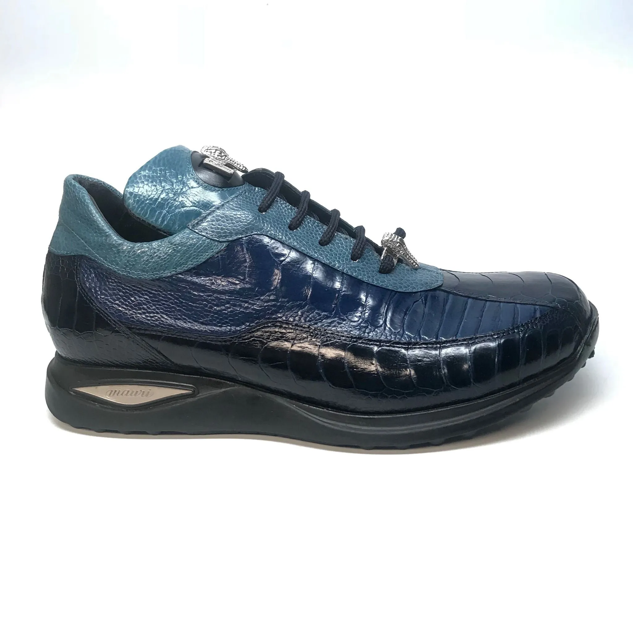Mauri 8727 Navy Three tone Ostrich Leg Sneakers