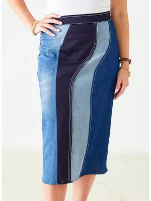 MERSEA - PRISM PATCHWORK DENIM SKIRT