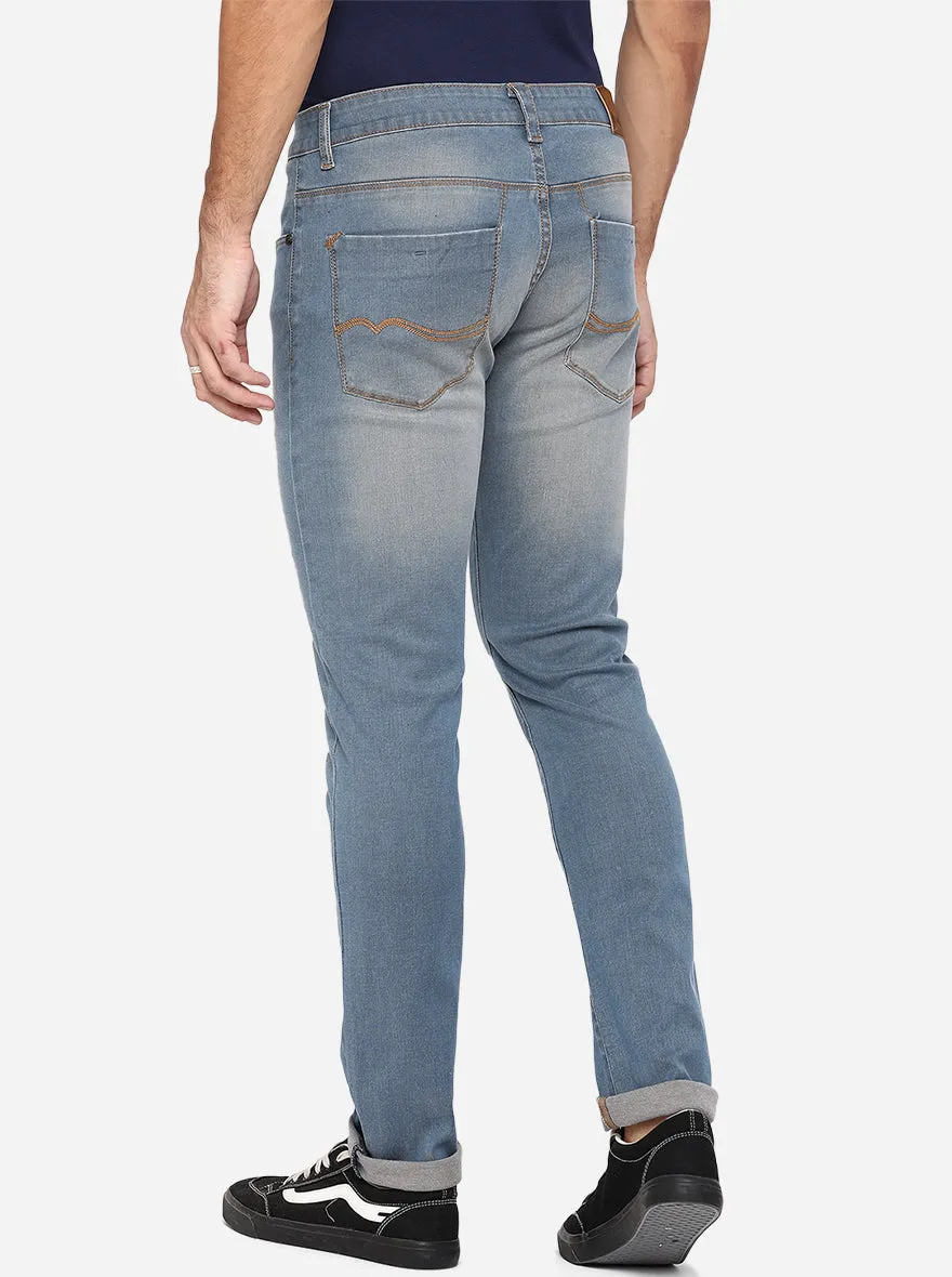 Mid Blue Washed Narrow Fit Jeans | Greenfibre