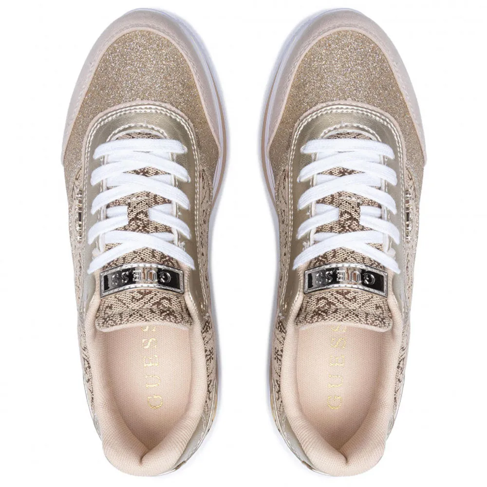 Scarpe Donna GUESS Sneakers Colore Beige - Marrone con Inserti Glitterati Linea Hansin