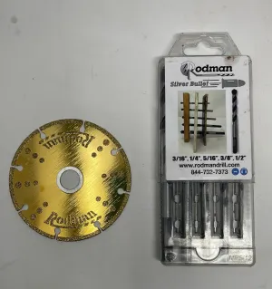 Silver Bullet Multipurpose Drill Bit Set & 4 1/2" Goldfinger Diamond Cut All Blade