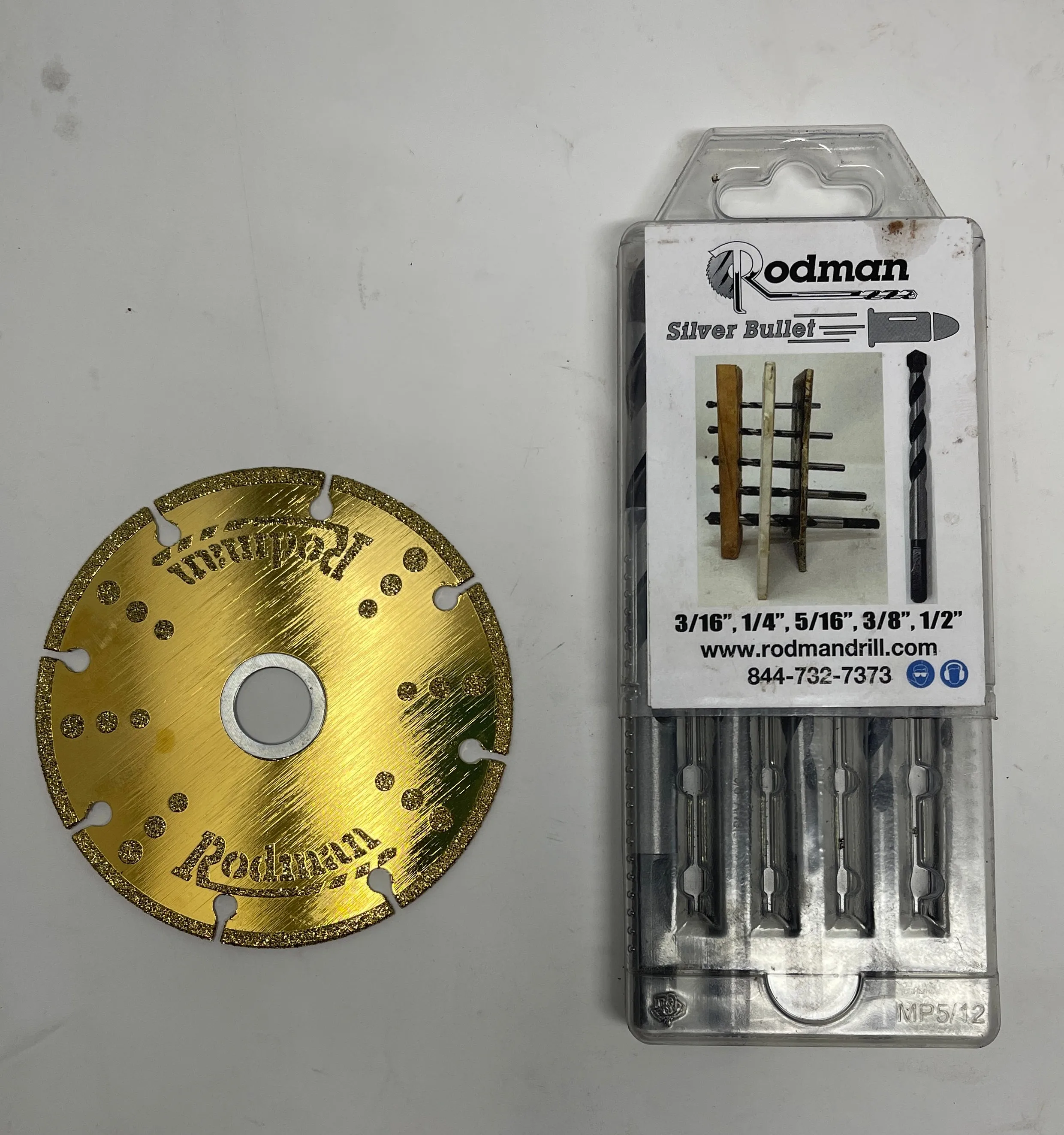 Silver Bullet Multipurpose Drill Bit Set & 4 1/2" Goldfinger Diamond Cut All Blade