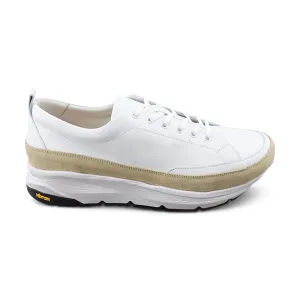 Sneakers bianca riporto camoscio